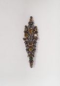 Georgian diamond and multiple stone silver-mounted pendant, stylised flowerhead pattern and with