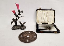 Victorian Philip Ashberry & Sons Limited white metal small epergne, cast as a foxglove issuing two