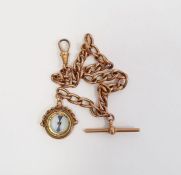 9ct gold compass on fob chain, 18g approx.