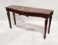 20th century mahogany serpentine-fronted hall table on square section fluted supports  Condition