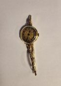 Lady's 18ct gold-cased wristwatch with jewelled Swiss movement and expanding link chain bracelet