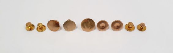 Assorted gold and gold-coloured dress studs including a pair of 9ct gold, a single 14ct gold,