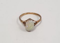 18ct gold set opal ring, the oval opal 11mm x 7mm, 2g approx. total Condition ReportSize P/Q
