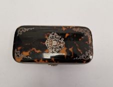 Late Victorian silver-plated and tortoiseshell-mounted glasses case inlaid with scrolling acanthus