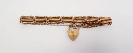 18ct gold gate link bracelet with heart-shaped padlock clasp, 20g approx., in Sanders & Co jewellery