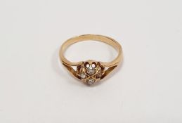 Georgian-style gold-coloured metal and diamond cluster ring set four stones
