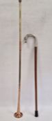 Modern walking stick, the white metal handle terminating in bridled horse's head, together with a