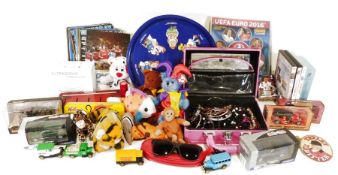 Midwinter 'Sienna' coffee pot, a Limoges 'A.Vignaud' part tea service, various soft toys, jigsaws,