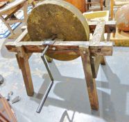 Vintage hand cranked grinding wheel/sharpener and another (2)