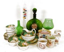 Glass ship's decanter, a Solianware Soho pottery crested beaker celebrating the Coronation of King