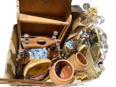Onyx inkwell and pen rest, a Royal Barum vase, a small wooden display rack, a folding cane