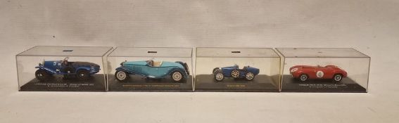 Four cased Ixo diecast models to include Lorraine-Dietrich B 3-6 #5 Winner Le Mans 1925, Bugatti
