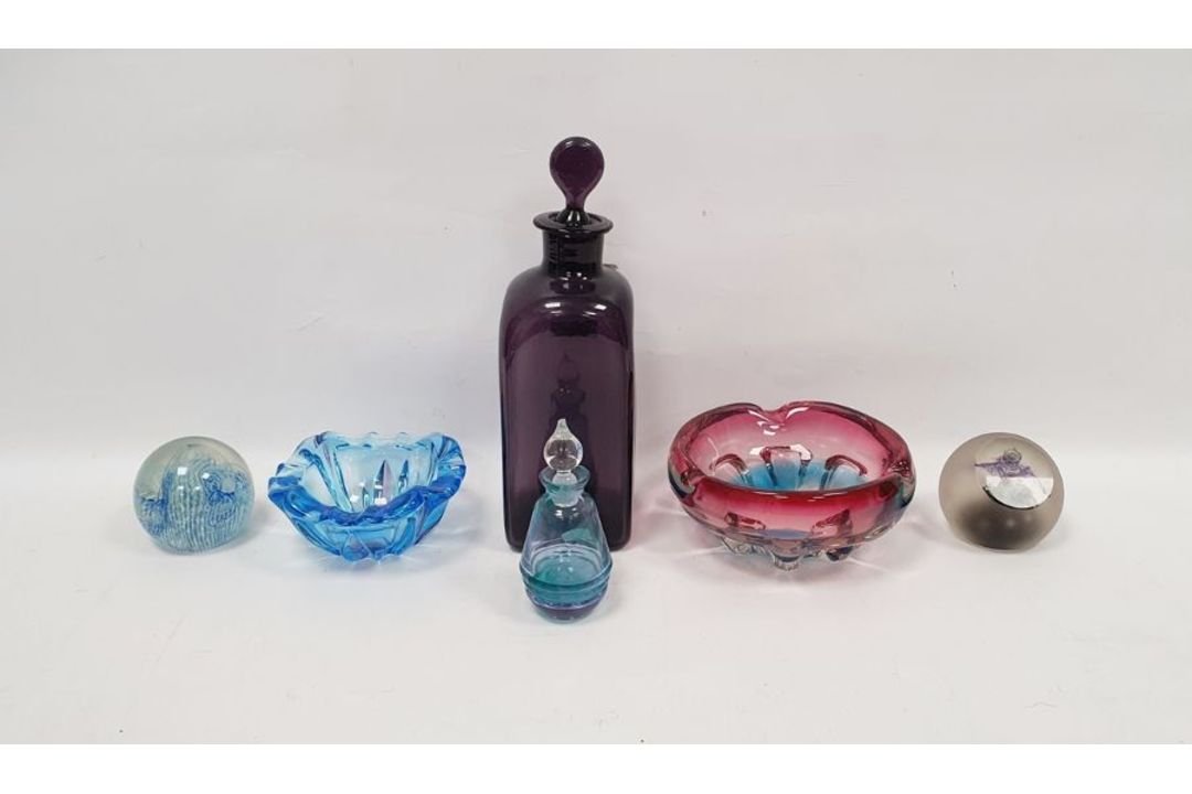 Collection of coloured glassware comprising a Caithness sea-orchard paperweight, limited edition - Image 1 of 4