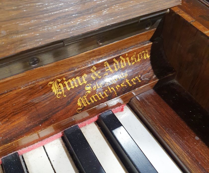 Bluthner rosewood upright pianoforte, iron-framed and overstrung, no.56725 with brass hinged - Image 3 of 5
