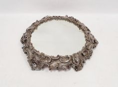 Elkington & Co EPNS and mirror glass rococo-pattern table centre piece, circular with exuberant