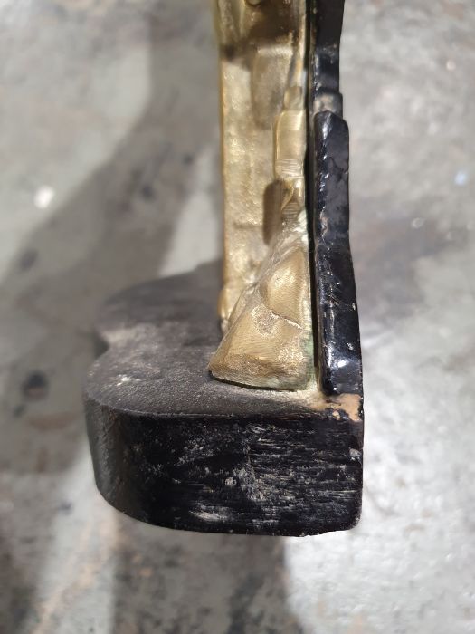 Victorian brass and iron doorstop, the body formed as a stag, on a heavy cast iron baseCondition - Image 14 of 15