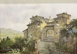 Luciano Torsi (20th century) Oil on board Continental scene of village houses overlooking a rural