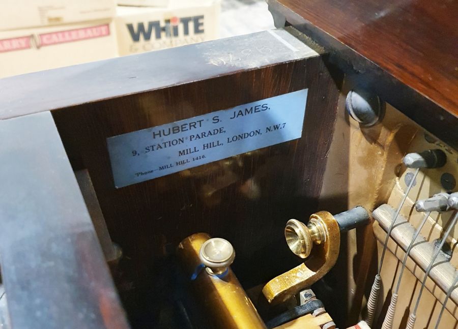 Bluthner rosewood upright pianoforte, iron-framed and overstrung, no.56725 with brass hinged - Image 5 of 5