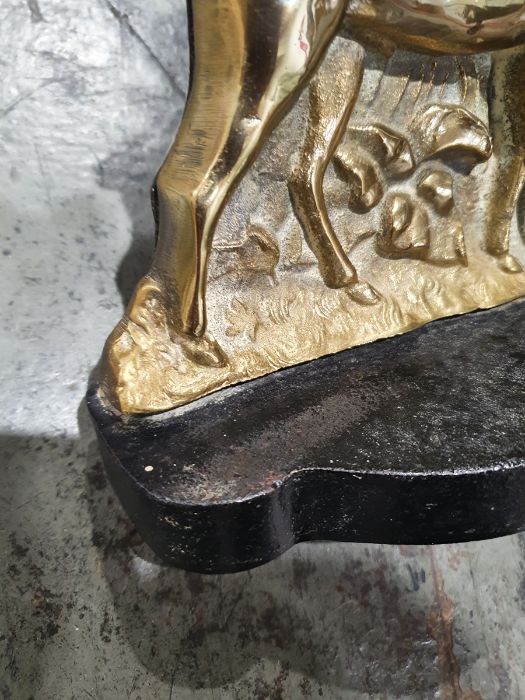 Victorian brass and iron doorstop, the body formed as a stag, on a heavy cast iron baseCondition - Image 6 of 15