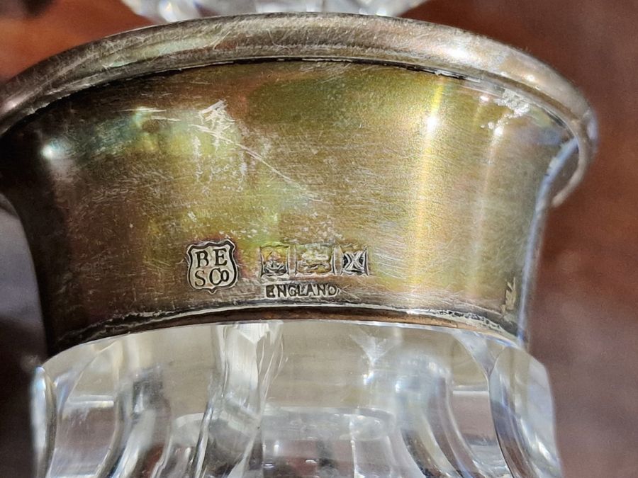 Silver-collared square-section spirit decanter with stopper, the silver hallmarked Birmingham 1972 - Image 4 of 4