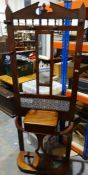 Late Victorian mahogany hall stand with mirrored back, lift-top glove box incorporating umbrella and