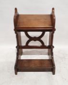 Gothic-style oak church prayer desk on shaped end supports, 106cm x 71cm x 67cm