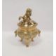 20th century Chinese gilt bronze footed censer and pierced cover, with four character mark to - Image 1 of 6