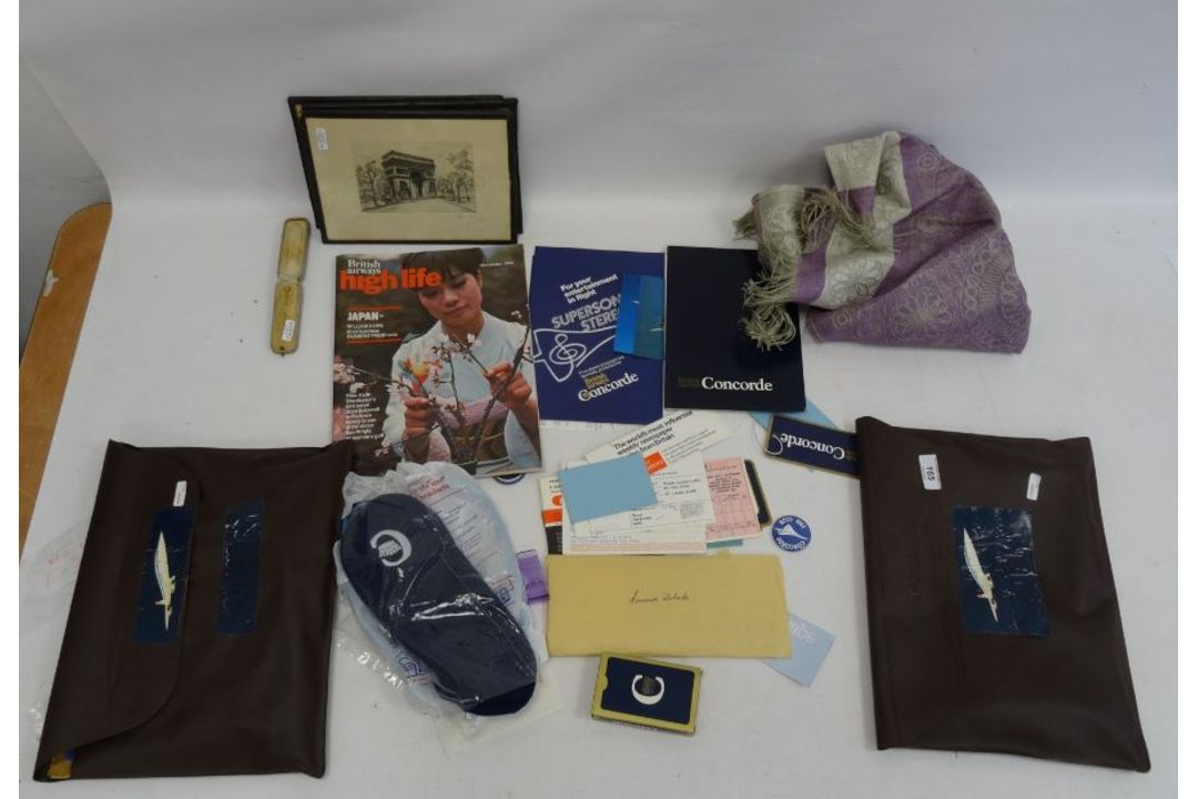 Concorde memorabilia in brown plastic Corcorde embossed wallet to include playing cards, - Image 1 of 3