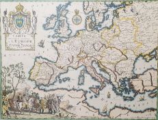 After Hyacinthe Langlois Coloured map Carte Politique et Itineraire de L'Europe et de L'Empire