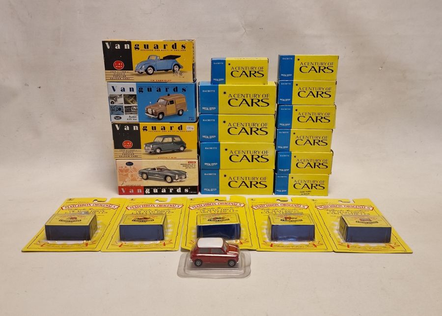 Twenty-one boxed Corgi, Vanguards & Matchbox diecast model cars to include full set of Matchbox