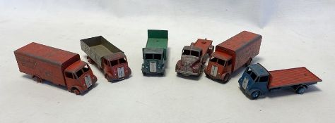 Playworn Dinky diecast model cars to include 2 x Dinky Supertoys 514 Slumberland Guy van, 531