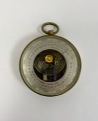 Victorian brass cased Negretti & Zambra compensated pocket open-faced barometer, the silvered dial