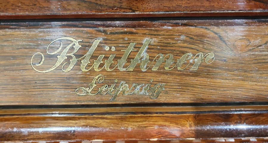 Bluthner rosewood upright pianoforte, iron-framed and overstrung, no.56725 with brass hinged - Image 2 of 5