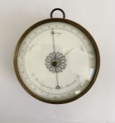 Mid to late 19th century brass cased Compensing Metallic barometer by E Bourdon & Richards, the