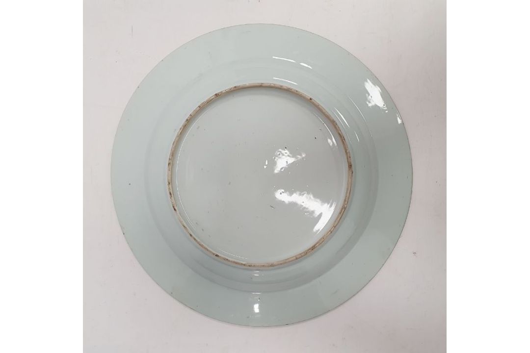 18th/19th century Chinese porcelain charger with underglaze blue decoration of scrolling foliage, - Image 2 of 2