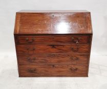 Georgian mahogany bureau with four long graduated drawers, 100cm x 111cm x 56cm