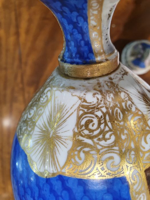 Pair antique Dresden covered pot-pourri vases, each with wreath ribbon ring handle to the - Image 22 of 36