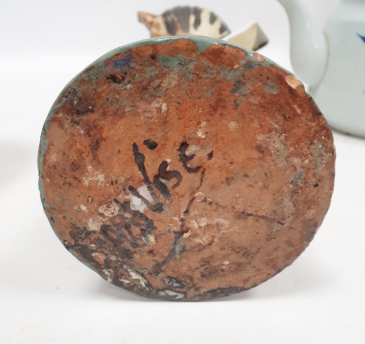 Collection of 20th century studio pottery including a tall mast headed vessel, indistinctly - Image 7 of 7