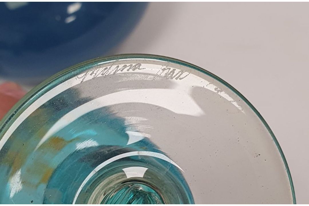 Collection of art glass comprising a Mdina kingfisher blue knopped goblet, a kingfisher blue - Image 2 of 2