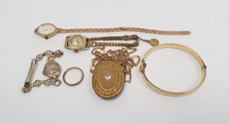 VS 9ct gold and metal bangle, gold coloured Bentima lady’s wristwatch, Ingersoll 15 jewel gold