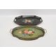 Two tin trays decorated in the Barge fashion, both with galleried edges (2) - Image 4 of 4