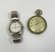 Seiko gentleman's watch with a stainless steel strap together with a vintage stopwatch pattern no.