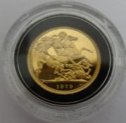 1979 gold proof sovereign in case Condition ReportSee photos for relevent paperwork/COA's included
