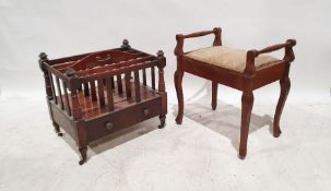 Piano stool, a modern four-section canterbury raised on brass castors and a chair (3)