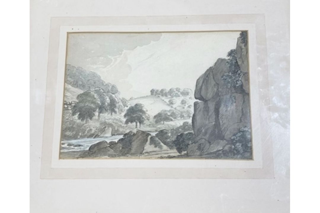 Rev John Swete (1752-1821) Pen, ink and watercolour  "River Teign 1789", 18cm x 25cm - Image 1 of 2