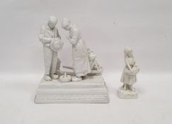 Paris white bisque group of peasants, after Millet, with applied oval blue pad mark impressed