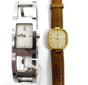 Calvin Klein lady's stainless steel wristwatch, with matching open link bracelet and a lady's rolled