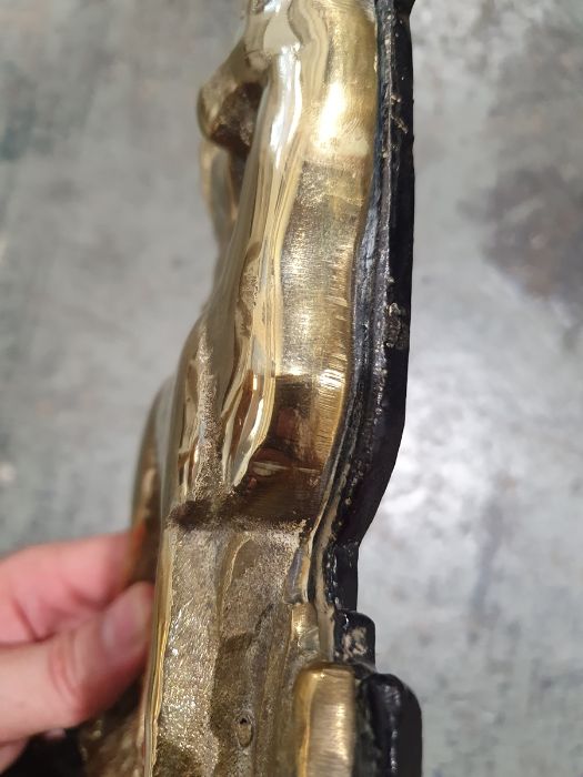 Victorian brass and iron doorstop, the body formed as a stag, on a heavy cast iron baseCondition - Image 15 of 15