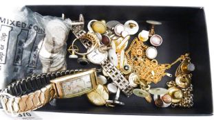 Gent's Bulova vintage rolled gold wristwatch with rectangular dial, expanding strap, a lady's Rotary