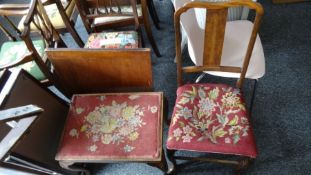 Two-tier oak tea trolley, a chair, a stool, etc (6)